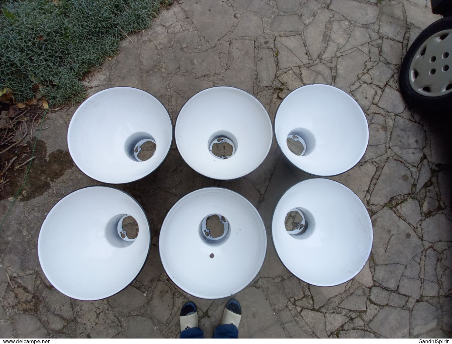 50.5 Cm Abat Jour X 6 Suspension Émaillée Design Industriel Atelier Loft Vintage - Lighting & Lampshades