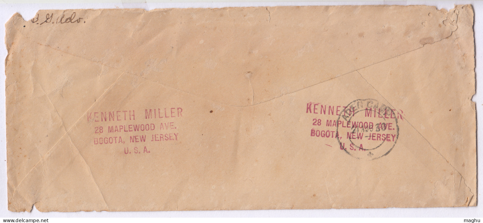 USA To Aden Camp, Uprated Postal Stationery Used 1938, Bogota Double Oval Crude Cancellation , (cond., Poor / Torn) - 1921-40