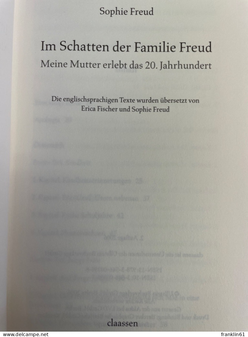 Im Schatten Der Familie Freud : Meine Mutter Erlebt Das 20. Jahrhundert. - Biografieën & Memoires