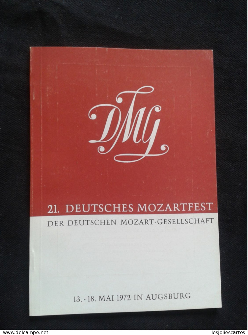 MOZARTFEST FESTIVAL 1972 AUGSBURG MOZART DEUTSCHES MOZARTFEST PROGRAM PROGRAMME - Programmes