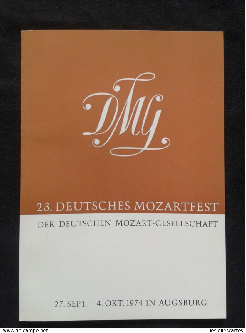 MOZARTFEST FESTIVAL 1974 AUGSBURG MOZART DEUTSCHES MOZARTFEST PROGRAM PROGRAMME - Programmes