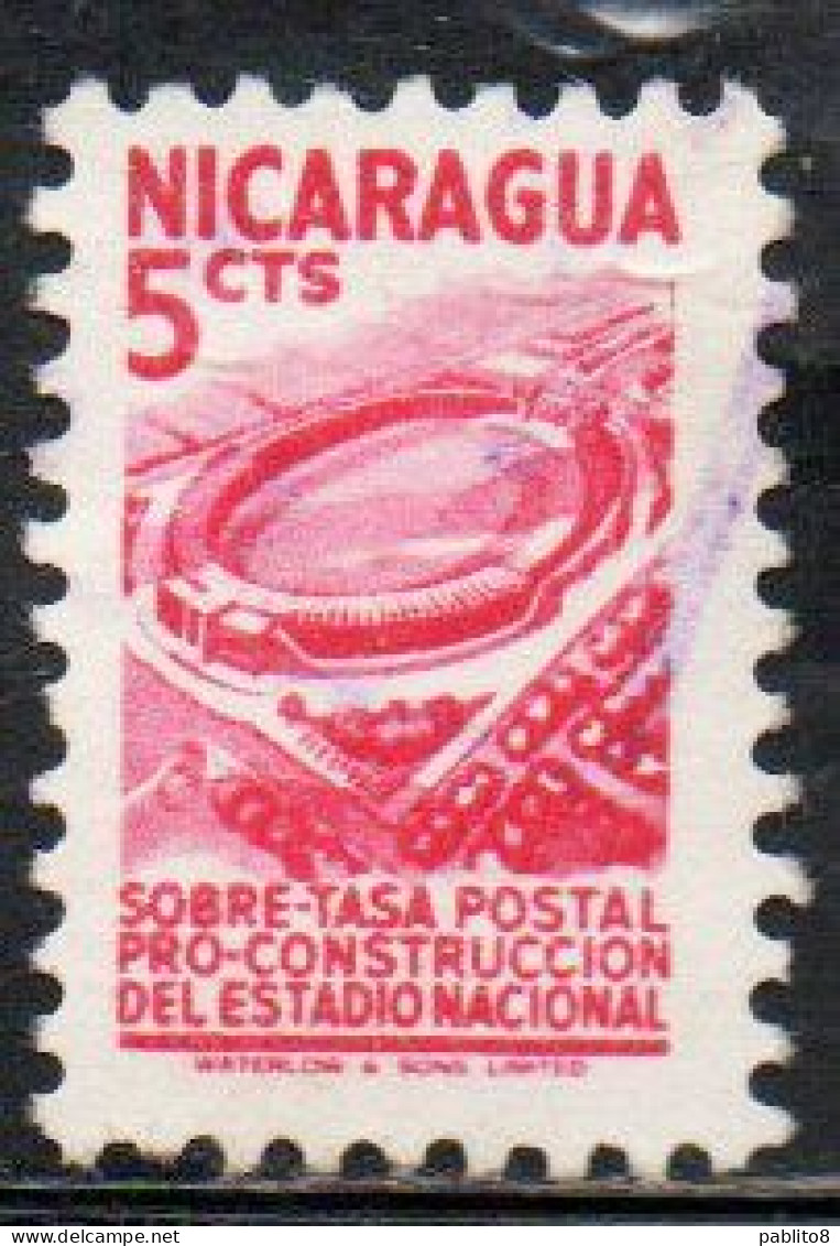 NICARAGUA 1952 POSTAL TAX STAMPS STADIUM MANAGUA AMATEUR BASEBALL 5c USED USATO OBLITERE' - Nicaragua