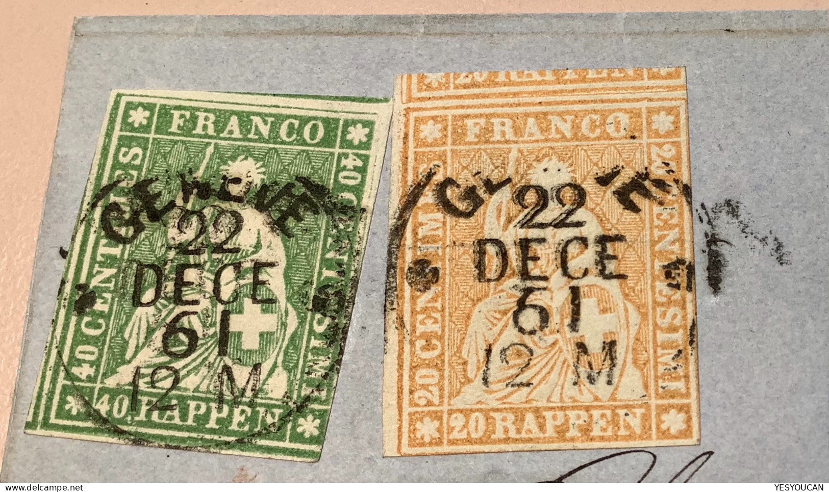 RARITÄT: 3 FACHER GRENZRAYON1861 GENÉVE>THONON(Haute Savoie France)Schweiz Strubel Brief (Suisse Lettre Port Frontalier - Brieven En Documenten