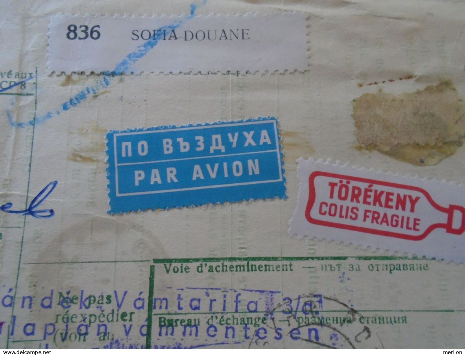 ZA437.4   Bulgaria  Parcel Card - 1979 SOFIA   To  ISASZEG, Hungary -Hungarian Custom Handstamp - Cartas & Documentos