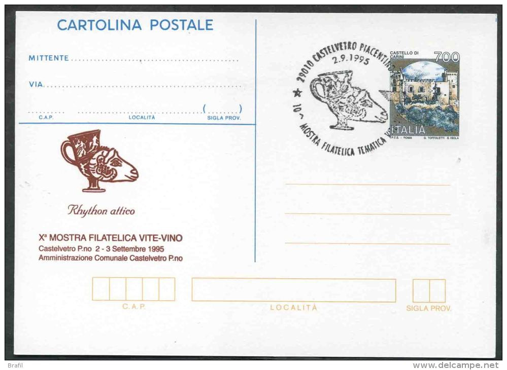 1995 Italia, Mostra Filatelica Vite E Vino Annullo Speciale Su Intero Postale - Agriculture