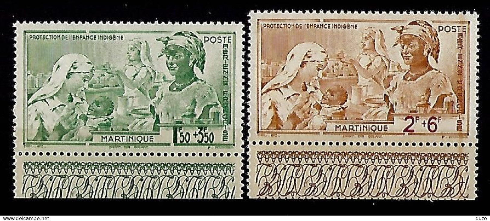 Martinique 1942 - Protection De L'enfance Indigène - PA  Y&T - N° 1/2 ** P A -  Neufs Luxe (T.B.) - Airmail