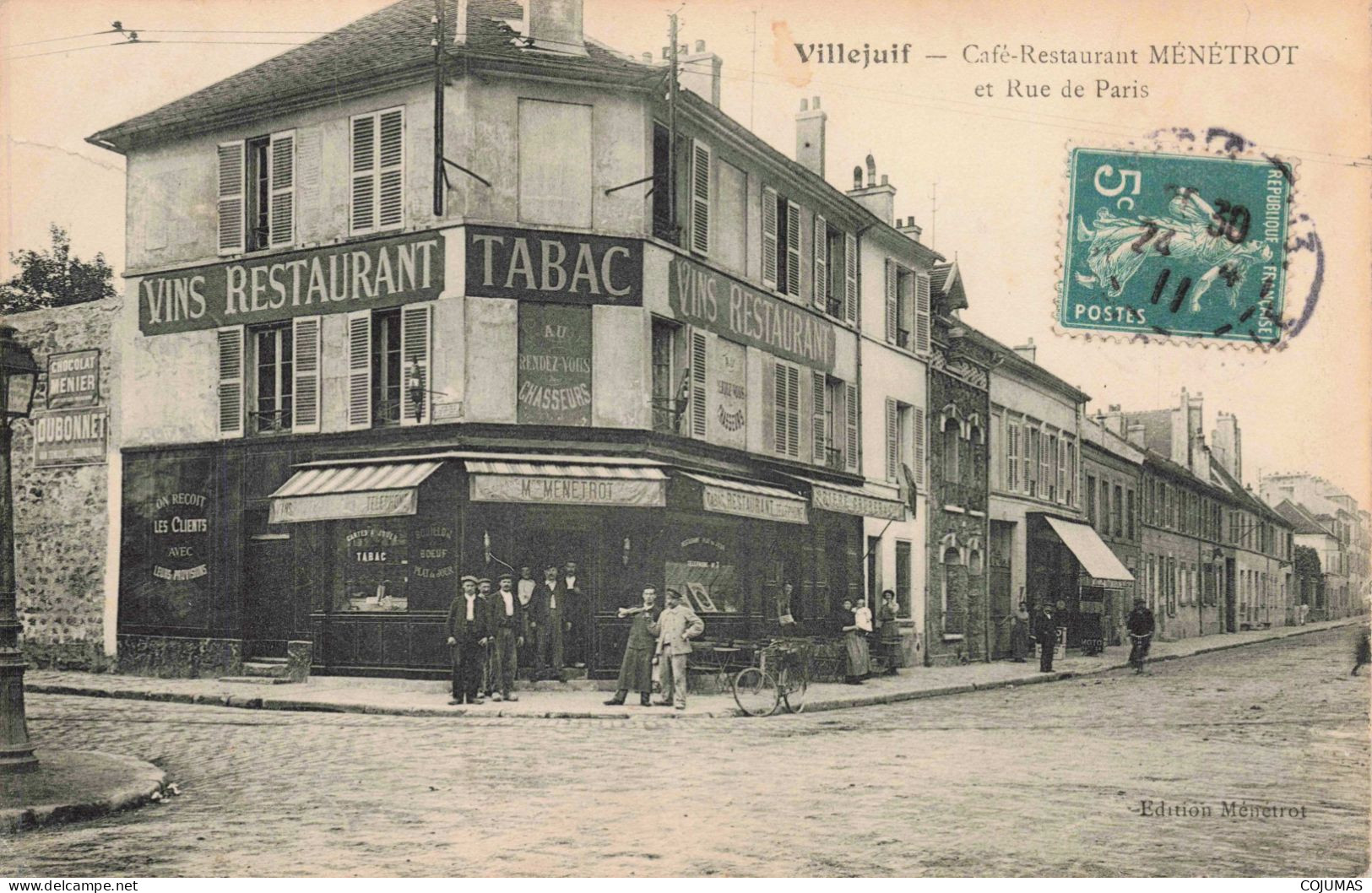 94 - VILLEJUIF - S14893 - Café Restaurant Ménétrot Et Rue De Paris - Tabac - Au Rendez Vous Des Chasseurs - L23 - Villejuif