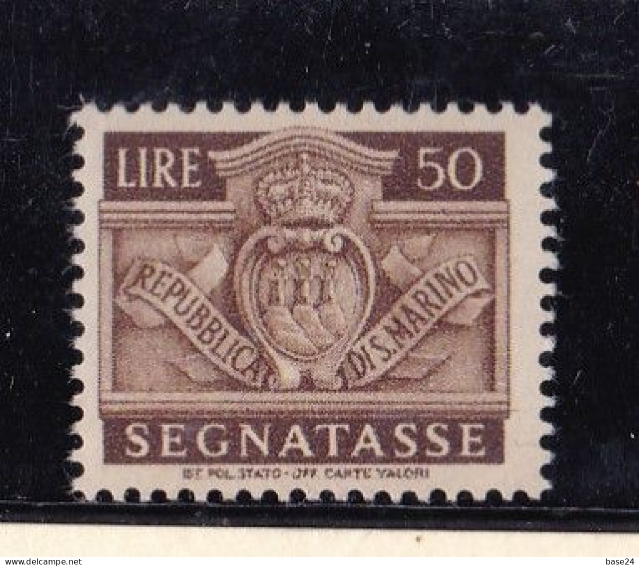 1945 San Marino Saint Marin SEGNATASSE  50 Lire MNH** Postage Due Gomma Leggermente Bicolore - Portomarken