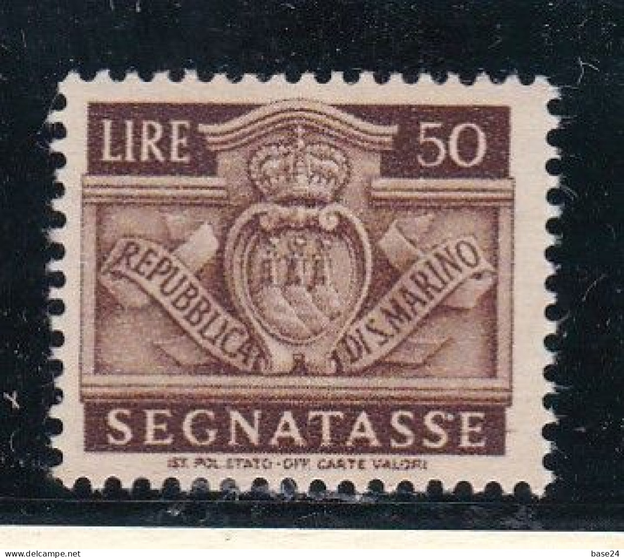 1945 San Marino Saint Marin SEGNATASSE  50 Lire MNH** Postage Due Gomma Leggermente Bicolore - Strafport