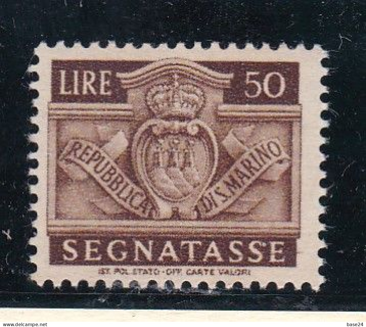 1945 San Marino Saint Marin SEGNATASSE  50 Lire MNH** Postage Due Gomma Leggermente Bicolore - Postage Due