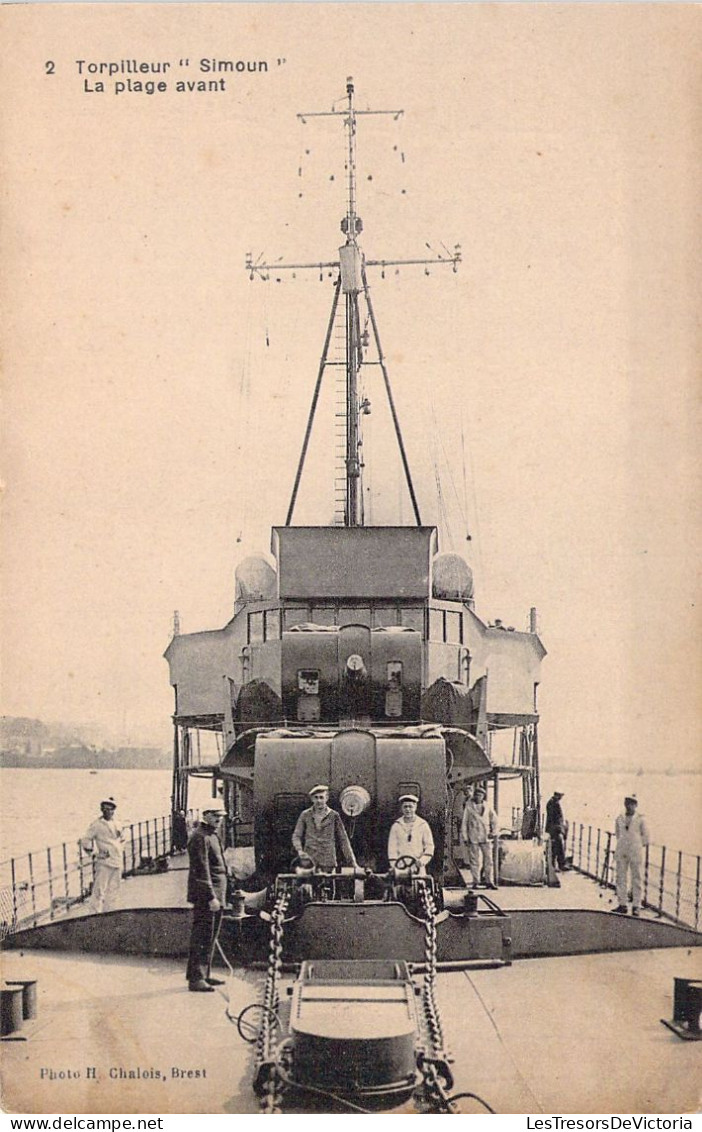 TRANSPORT - Torpilleur SIMOUN - La Plage Avant - Militaria - Carte Postale Ancienne - Oorlog