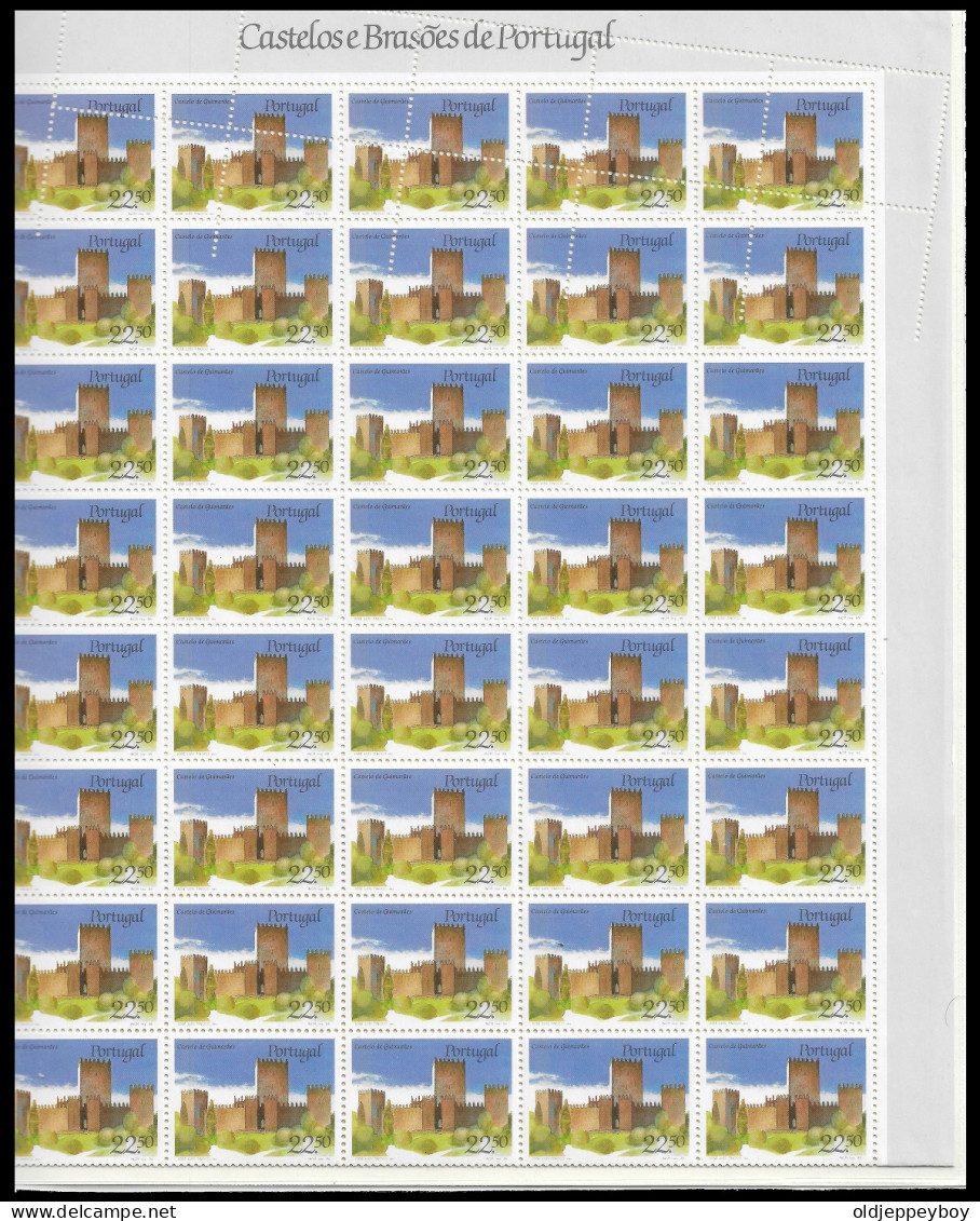 ERRO VARIEDADE PERFORATION ERROR VARIETY 1986 Full Sheet Of 50 PORTUGAL CASTELO CASTLE OF GUIMARÃES  EXTRA RARE MNH** - Nuevos