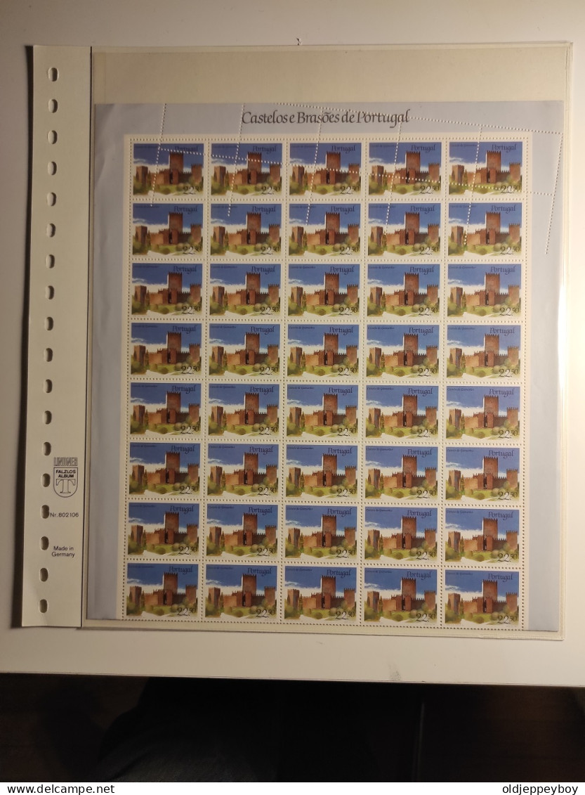 ERRO VARIEDADE PERFORATION ERROR VARIETY 1986 Full Sheet Of 50 PORTUGAL CASTELO CASTLE OF GUIMARÃES  EXTRA RARE MNH** - Ungebraucht