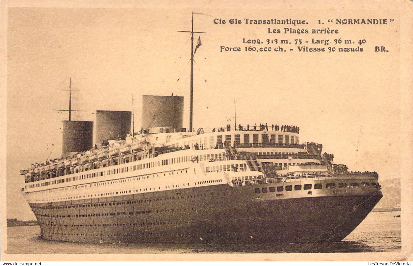 TRANSPORT - Paquebot Le Normandie - Les Plages Arrière - Carte Postale Ancienne - Passagiersschepen