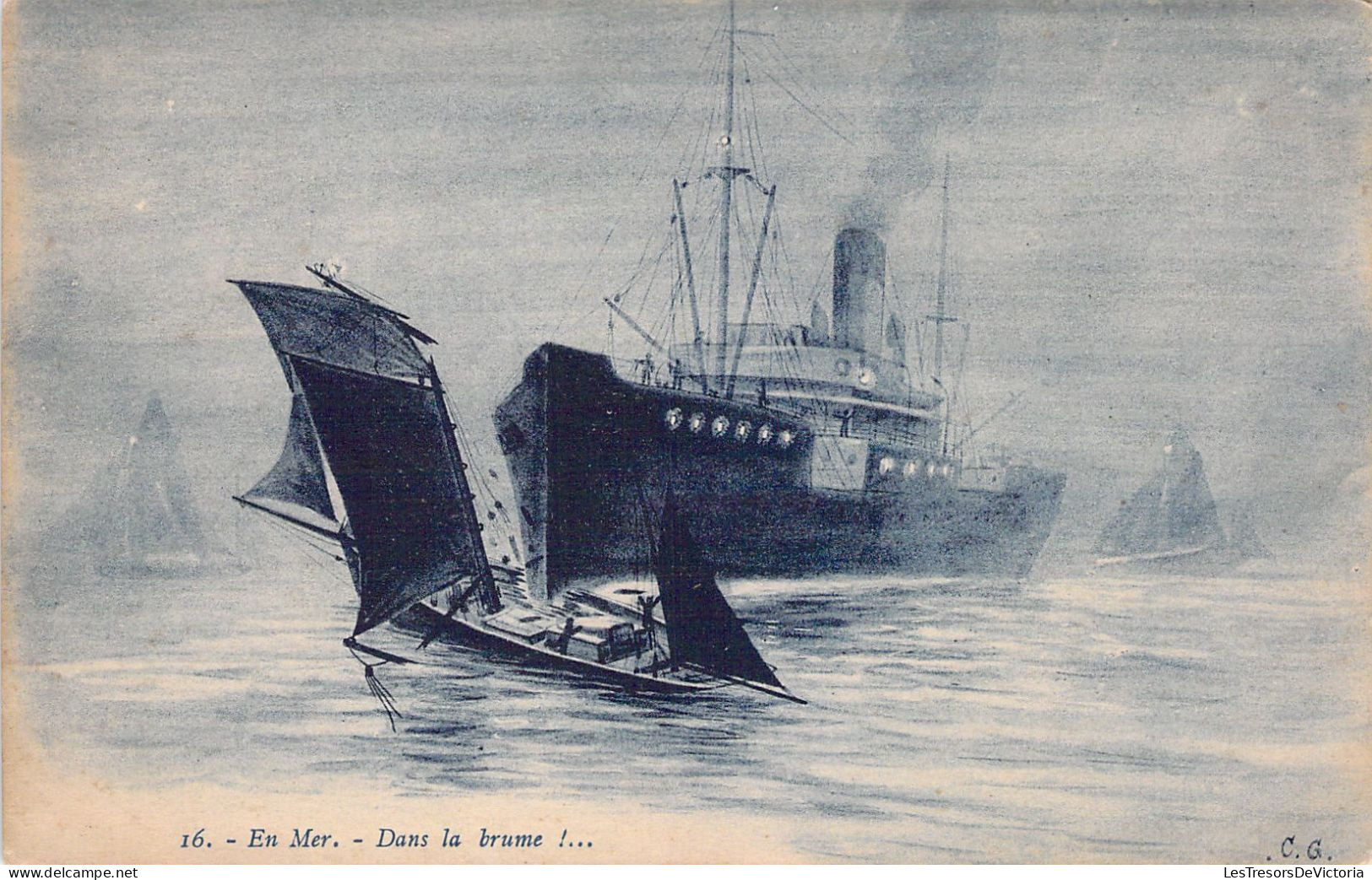 TRANSPORT - Illustration - En Mer - Dans La Brume - Carte Postale Ancienne - Sonstige & Ohne Zuordnung