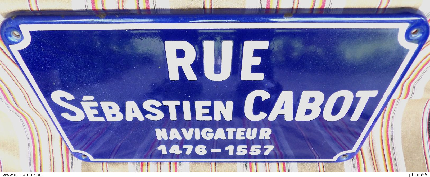 Plaque Emaillee Rue Sebastien CABOT 1476 - 1557 Navigateur Explorateur 51 Reims - Navigation