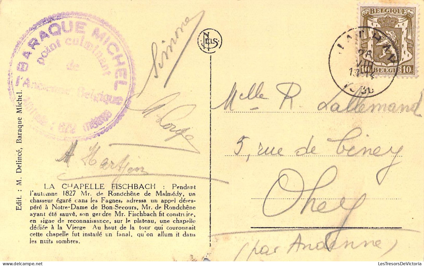 BELGIQUE - La Baraque Michel Sous La Neige - Hiver 1925 - Chapelle Fischbach - Edit M Delincé - Carte Postale Ancienne - Sonstige & Ohne Zuordnung