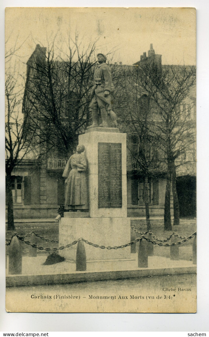 MILITARIA 903 CARHAIX Monument Aux Morts Pollu Et Sa Veuve 1920  - Monuments Aux Morts