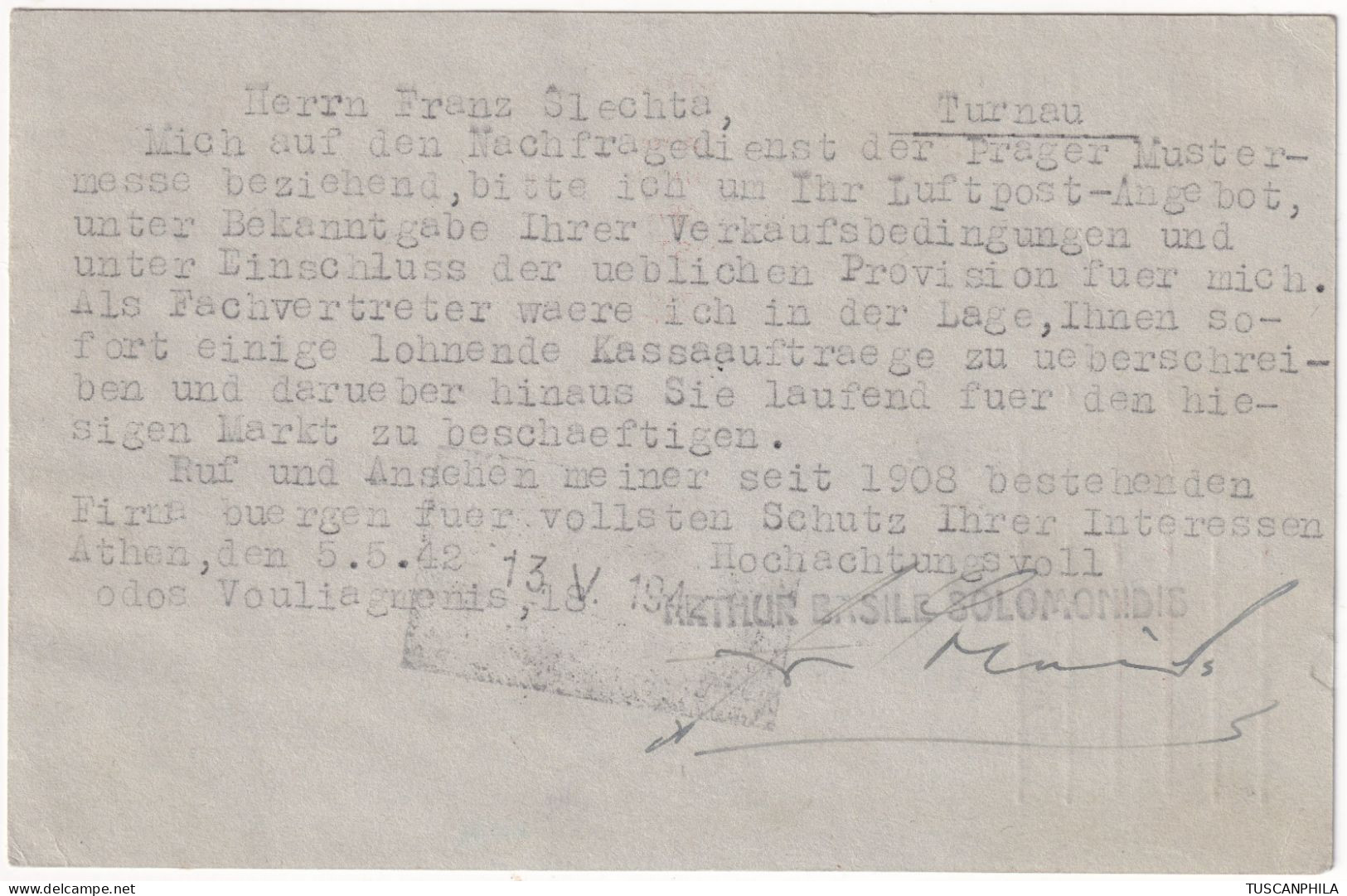 1944 13 Mag Intero Soprastampato Da Atene X Turnau Protettorato - Deutsche Bes.: Zante