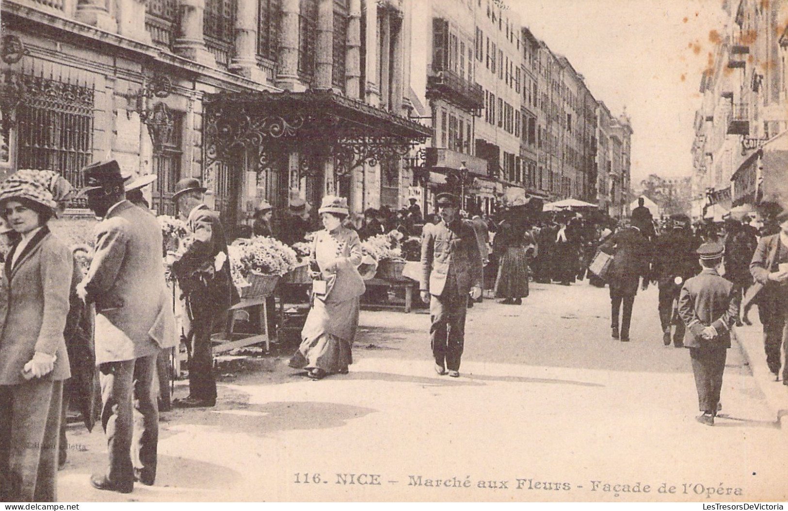 COMMERCE - Marchés - NICE - Marché Aux Fleurs - Façade De L'Opéra - Carte Postale Ancienne - Mercados