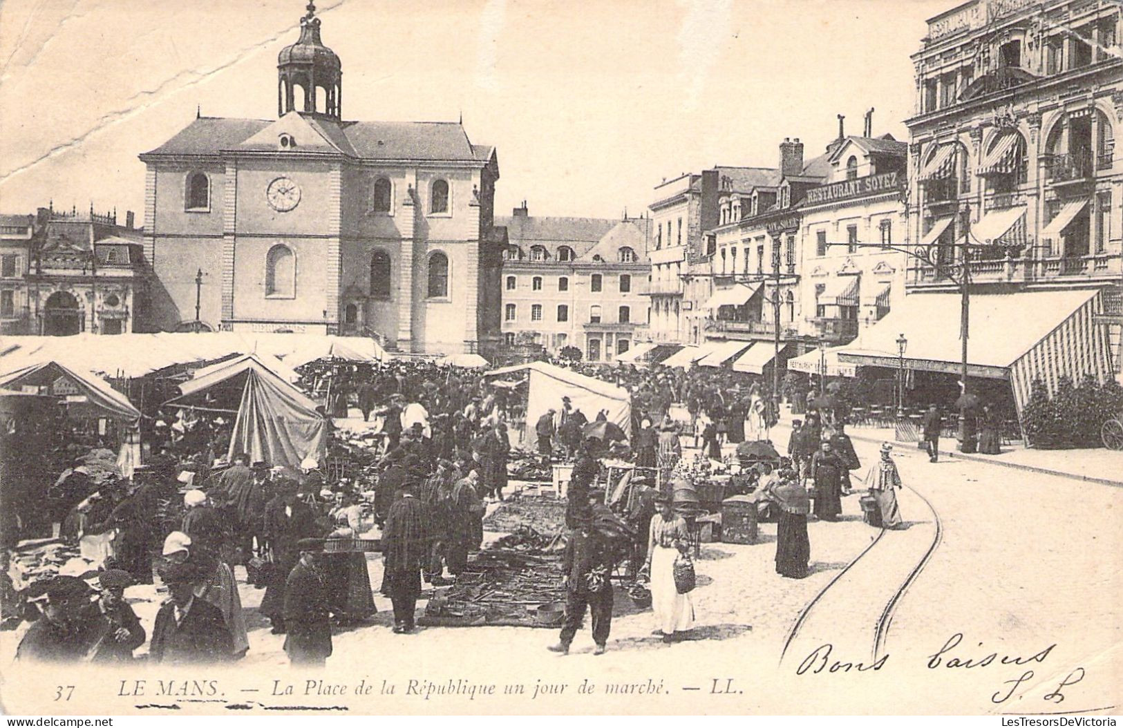 COMMERCE - Marchés - LE MANS - La Place De La République Un Jour De Marché - Carte Postale Ancienne - Marktplaatsen