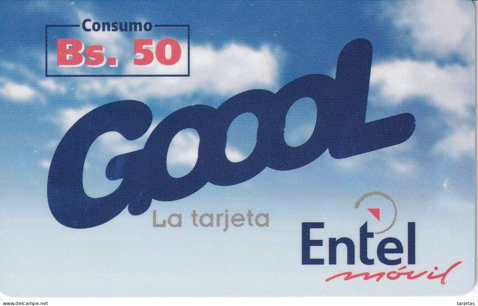 TARJETA DE BOLIVIA DE Bs 50 DE ENTEL - GOOOL - Bolivie