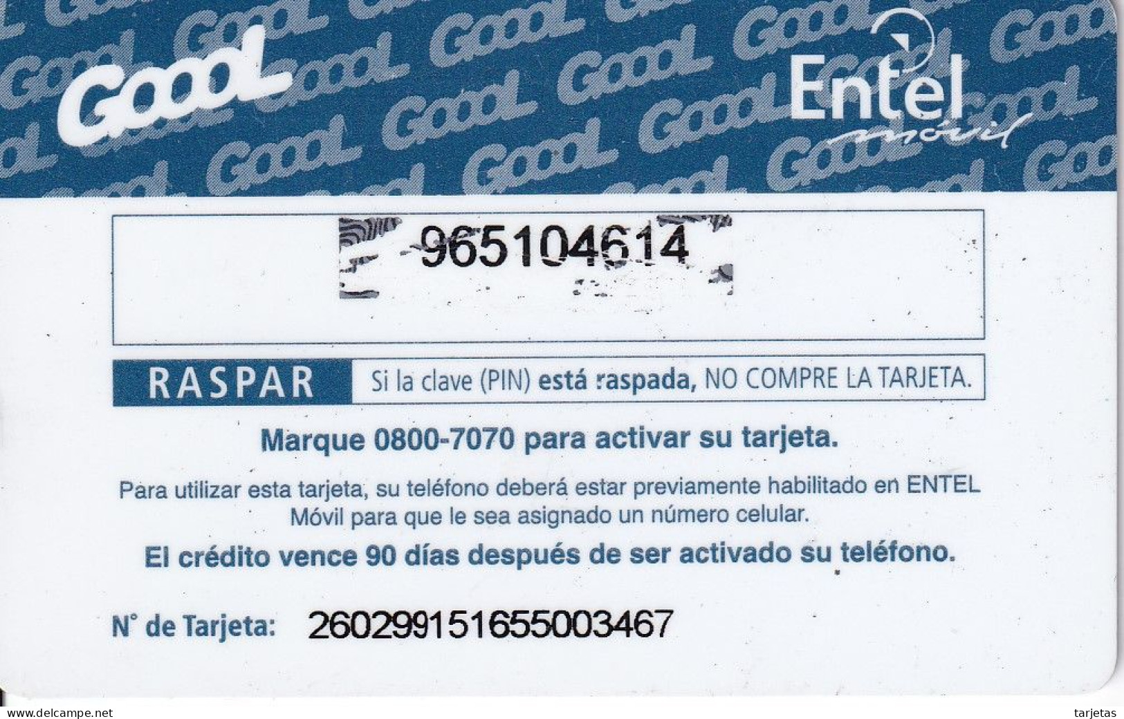 TARJETA DE BOLIVIA DE Bs 50 DE ENTEL - GOOOL - NUMEROS GRANDES - Bolivie