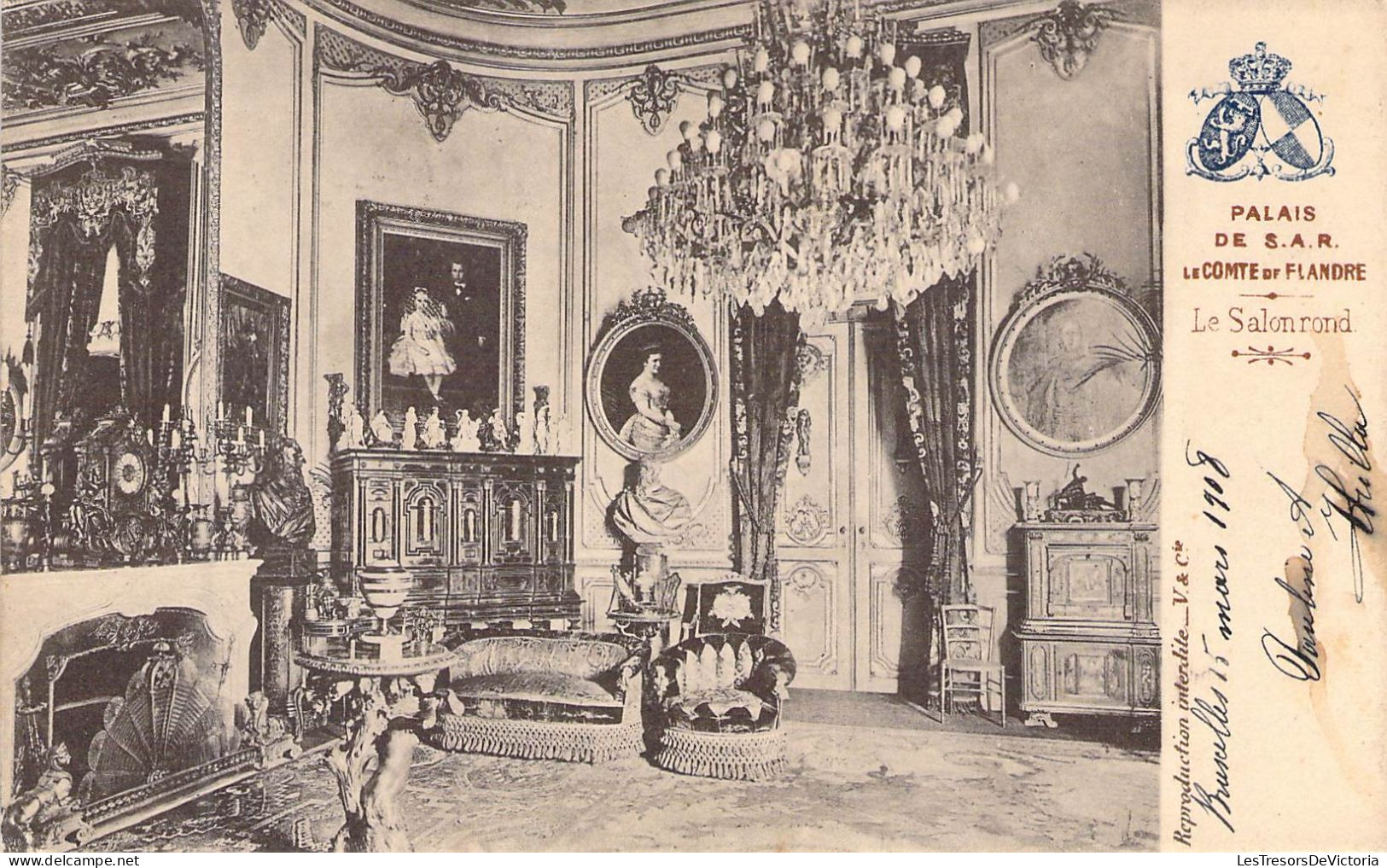 BELGIQUE - Palais Du S A R Le Comte De Flandre - Le Salon Rond - Editeur Vanderauwera & Cie - Carte Postale Ancienne - Sonstige & Ohne Zuordnung