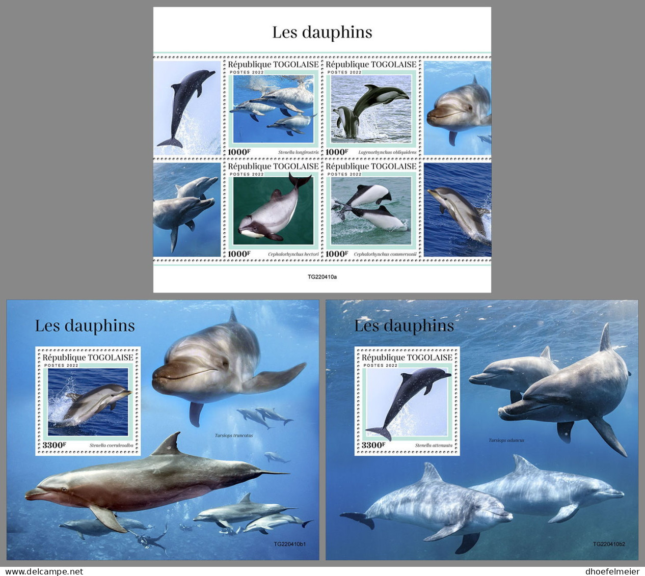 TOGO 2022 MNH Dolphins Delphine Dauphins M/S+2S/S - OFFICIAL ISSUE - DHQ2317 - Dauphins