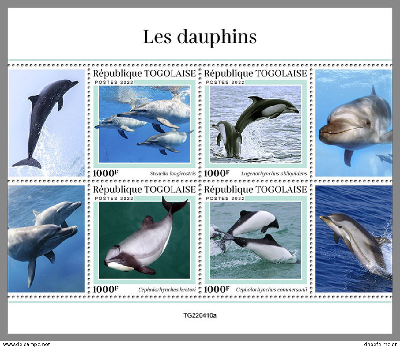 TOGO 2022 MNH Dolphins Delphine Dauphins M/S - IMPERFORATED - DHQ2317 - Dauphins