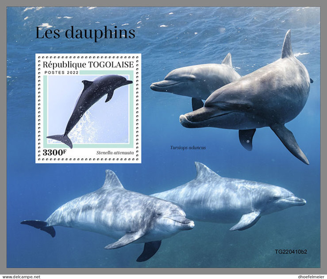 TOGO 2022 MNH Dolphins Delphine Dauphins S/S II - IMPERFORATED - DHQ2317 - Dauphins