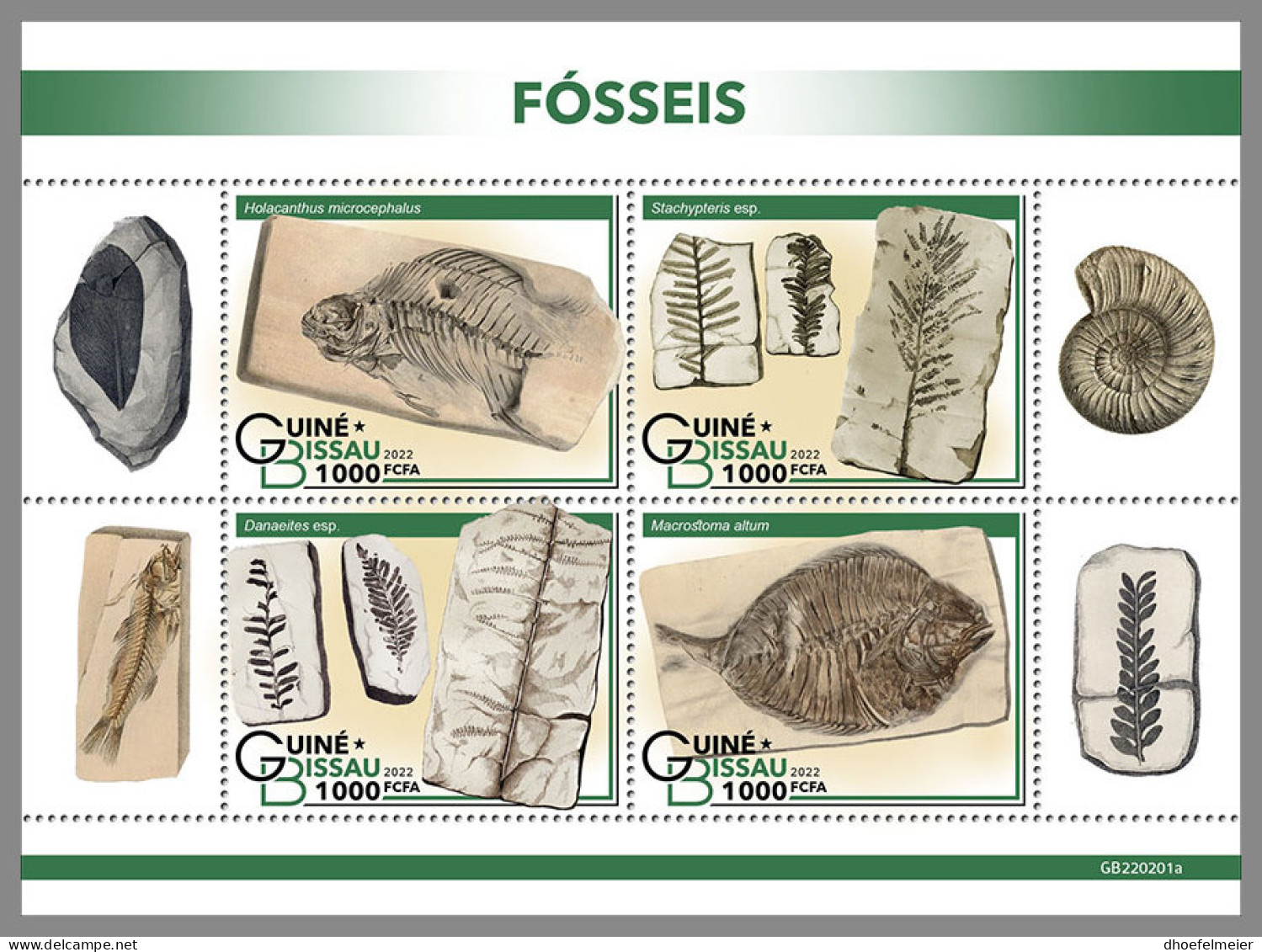 GUINEA BISSAU 2022 MNH Fossils Fossilien Fossiles M/S - IMPERFORATED - DHQ2317 - Fossiles