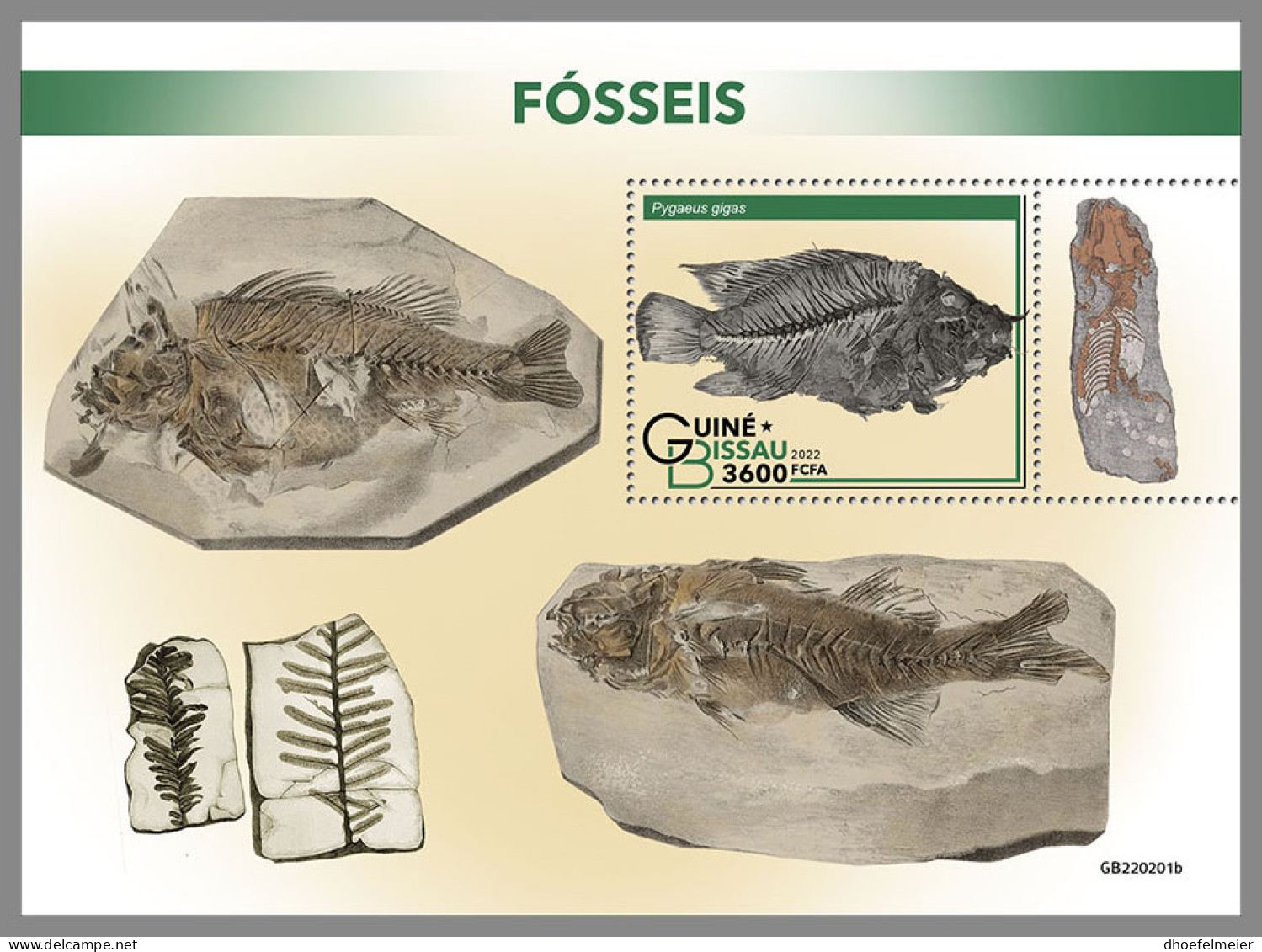 GUINEA BISSAU 2022 MNH Fossils Fossilien Fossiles S/S - IMPERFORATED - DHQ2317 - Fossiles