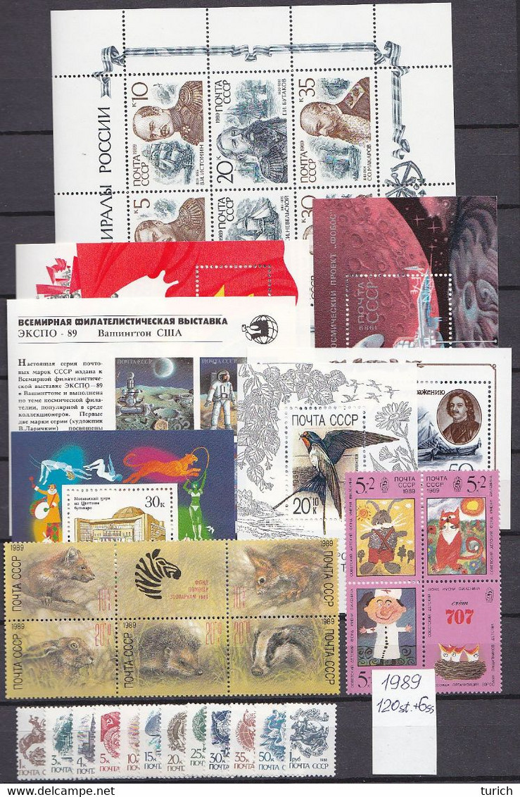 1989 Full Year Collection,  MNH**, VF - Años Completos