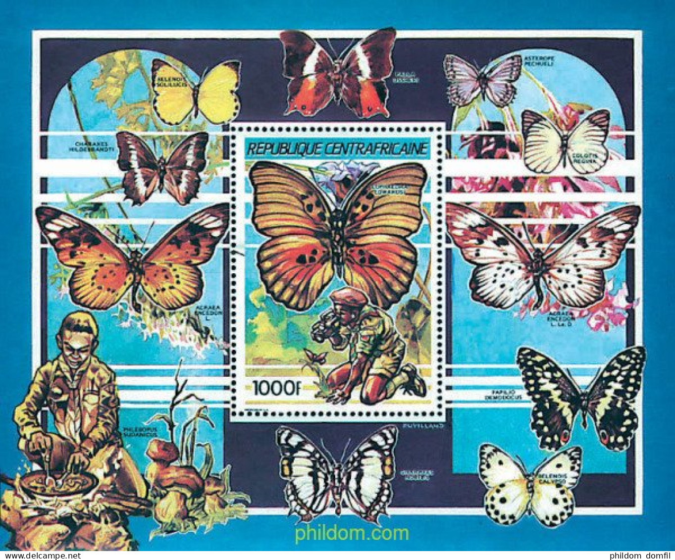 94239 MNH CENTROAFRICANA 1990 MARIPOSAS Y ESCULTISMO - Spiders