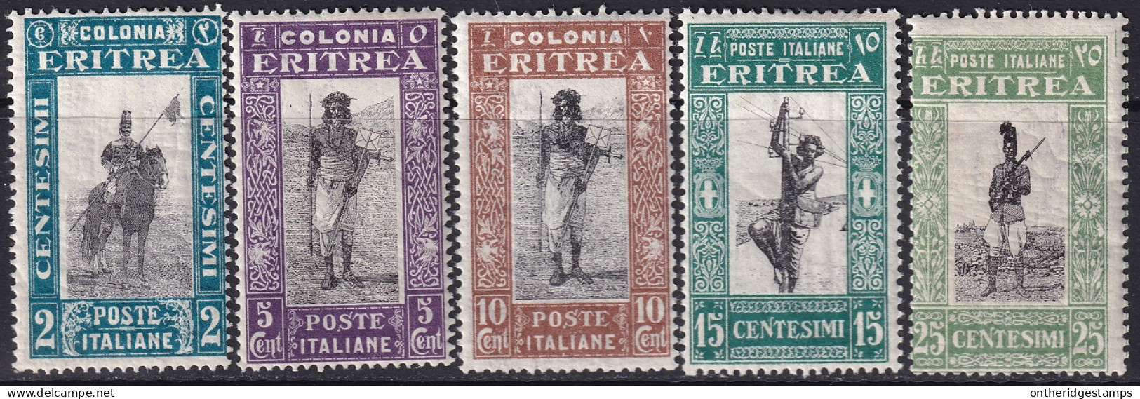 Eritrea 1930 Sc 119-23 Sa 155-9 Partial Set Low Values MH* Cracked Gum - Eritrea