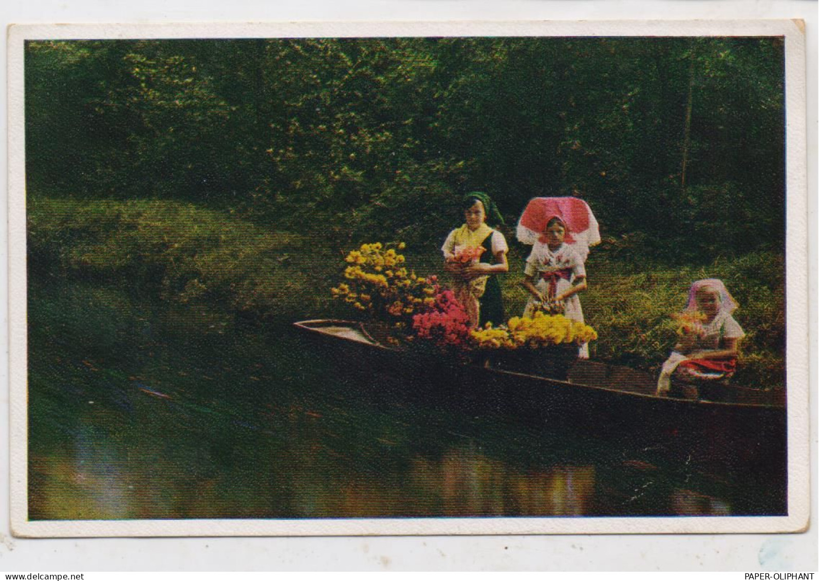 0-75... SPREEWALD, Blumenverkäuferinnenin Tracht, Naturfarbenphotographie - Luebben (Spreewald)