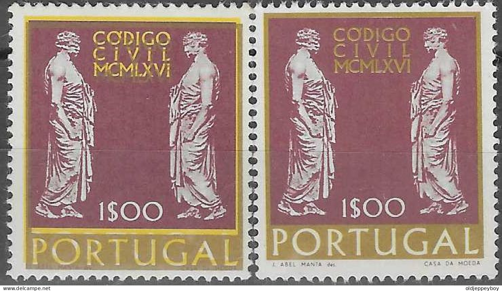 ERROR VARIETY PORTUGAL ERRO VARIEDADE 1967 – Novo Código Civil Português MF1004 COR DESLOCADA YELLOW COLOUR SHIFT  MNH** - Nuovi