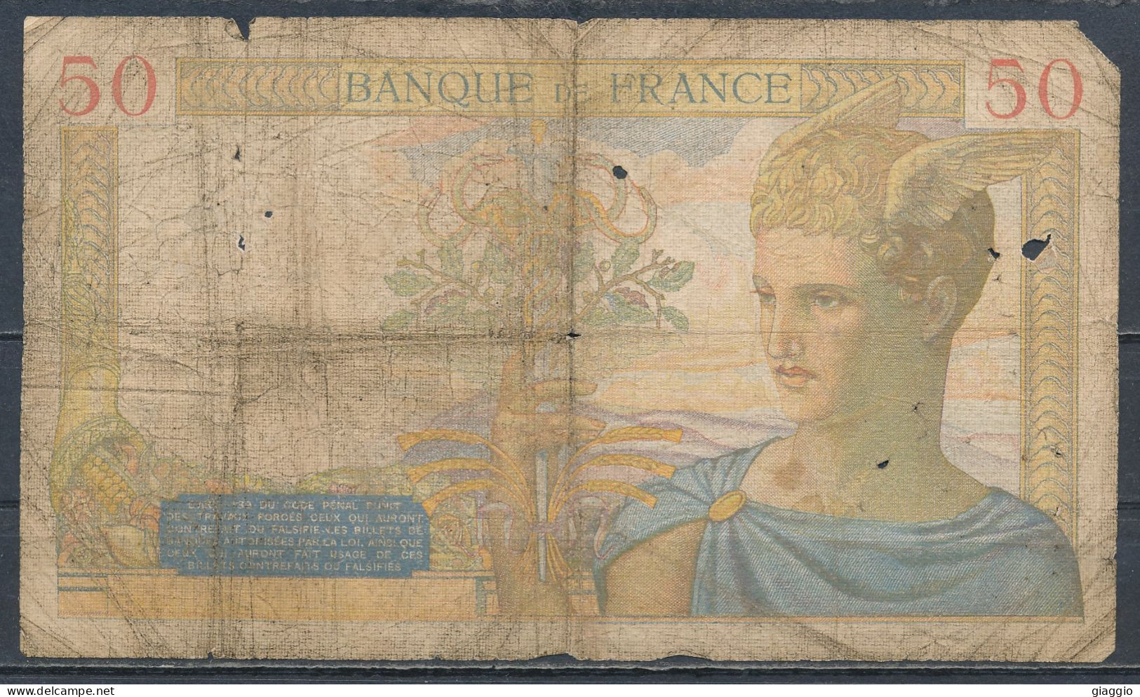 °°° FRANCE 50 FRANCS 19/12/1935 °°° - 50 F 1934-1940 ''Cérès''