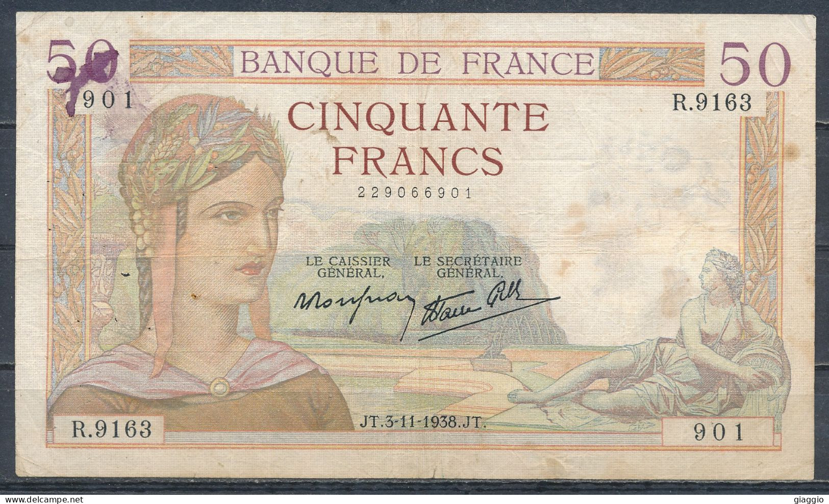 °°° FRANCE 50 FRANCS 3/11/1938 °°° - 50 F 1934-1940 ''Cérès''
