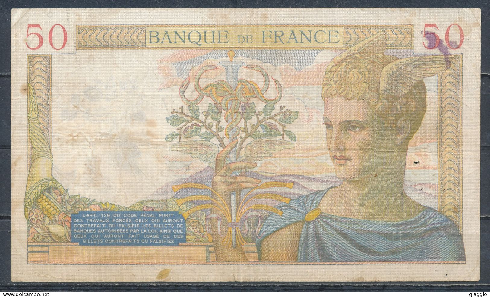 °°° FRANCE 50 FRANCS 3/11/1938 °°° - 50 F 1934-1940 ''Cérès''