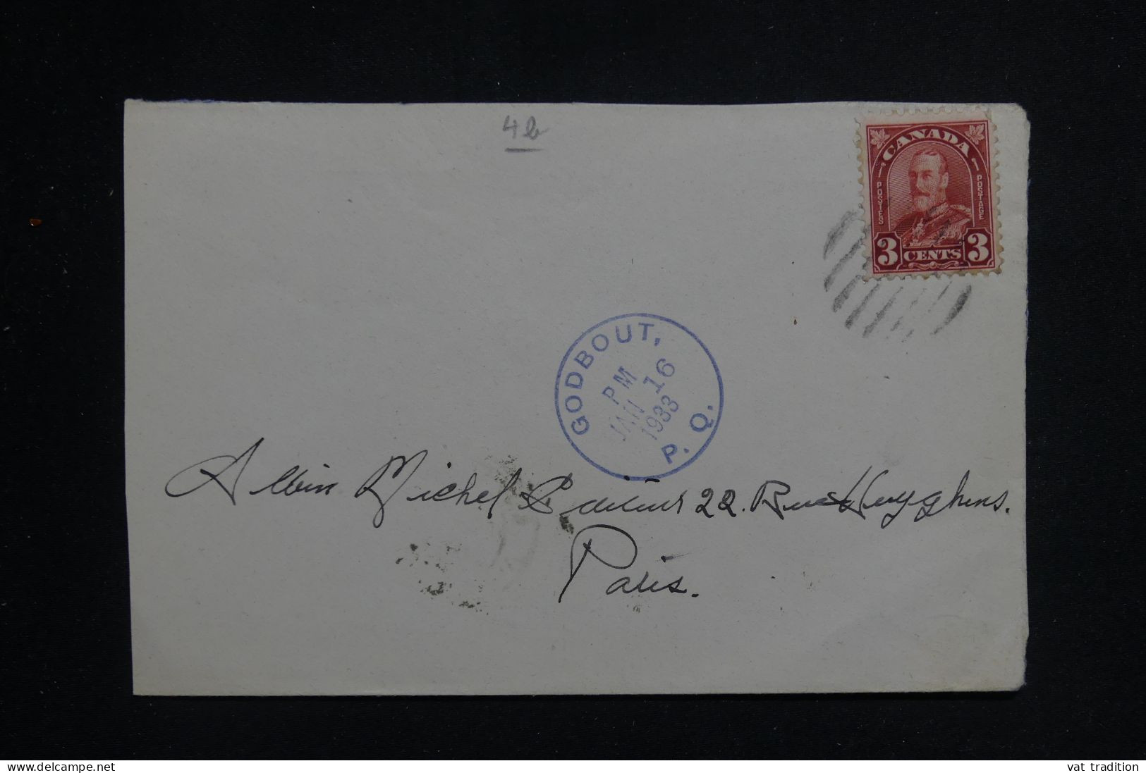 CANADA - Enveloppe De Codbout Pour Paris En 1933 - L 143296 - Lettres & Documents