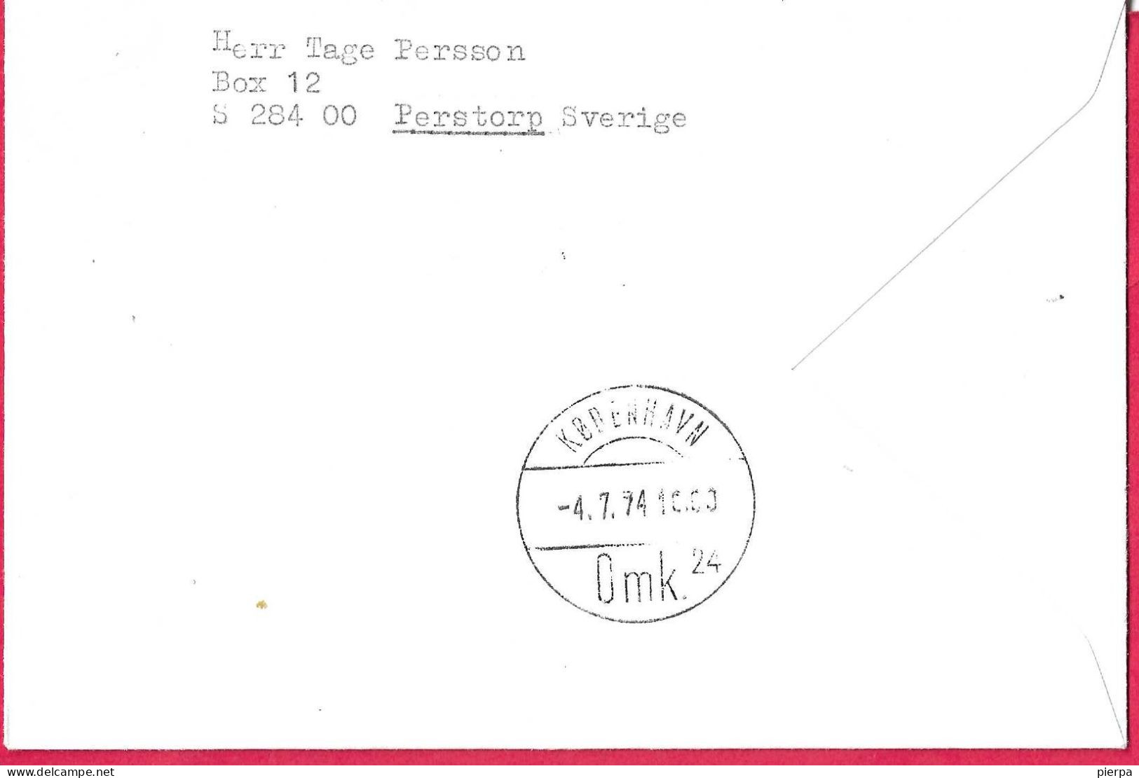 SVERIGE - 50° OF FIRST FLIGHT SAS FROM MALMO TO KOPENHAVN * 4.7.1974* ON OFFICIAL ENVELOPE - Brieven En Documenten