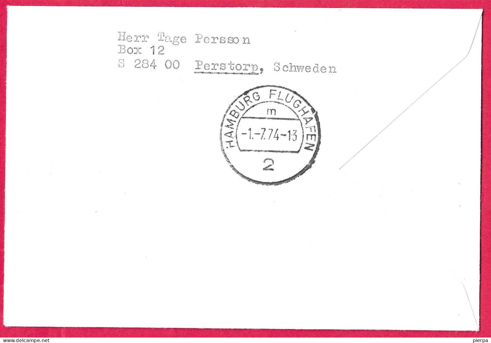 SVERIGE - 50° OF FIRST FLIGHT SAS FROM MALMO TO HAMBURG * 1.7.1974* ON OFFICIAL ENVELOPE - Covers & Documents