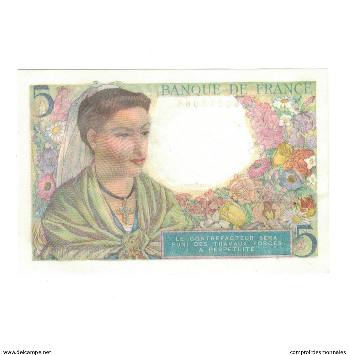 France, 5 Francs, Berger, 1943, A.73, SPL, Fayette:F05.4, KM:98a - 5 F 1943-1947 ''Berger''