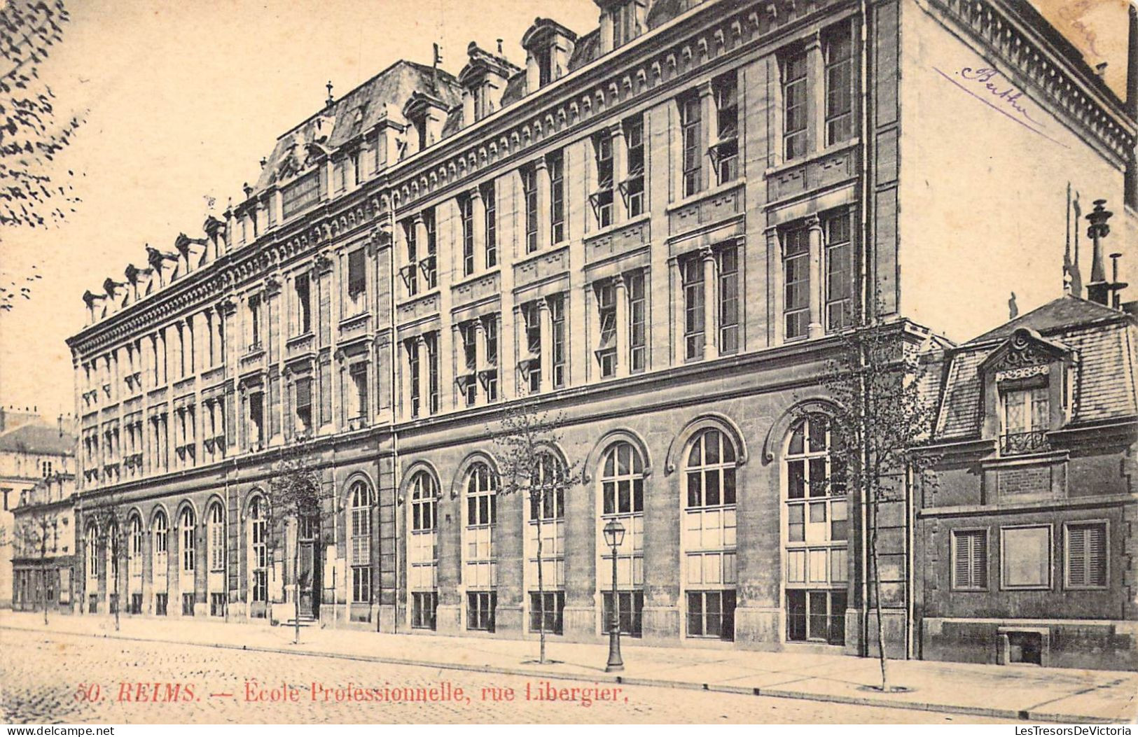 FRANCE - 51 - Reims - Ecole Professionnelle, Rue Libergier - Carte Postale Ancienne - Reims