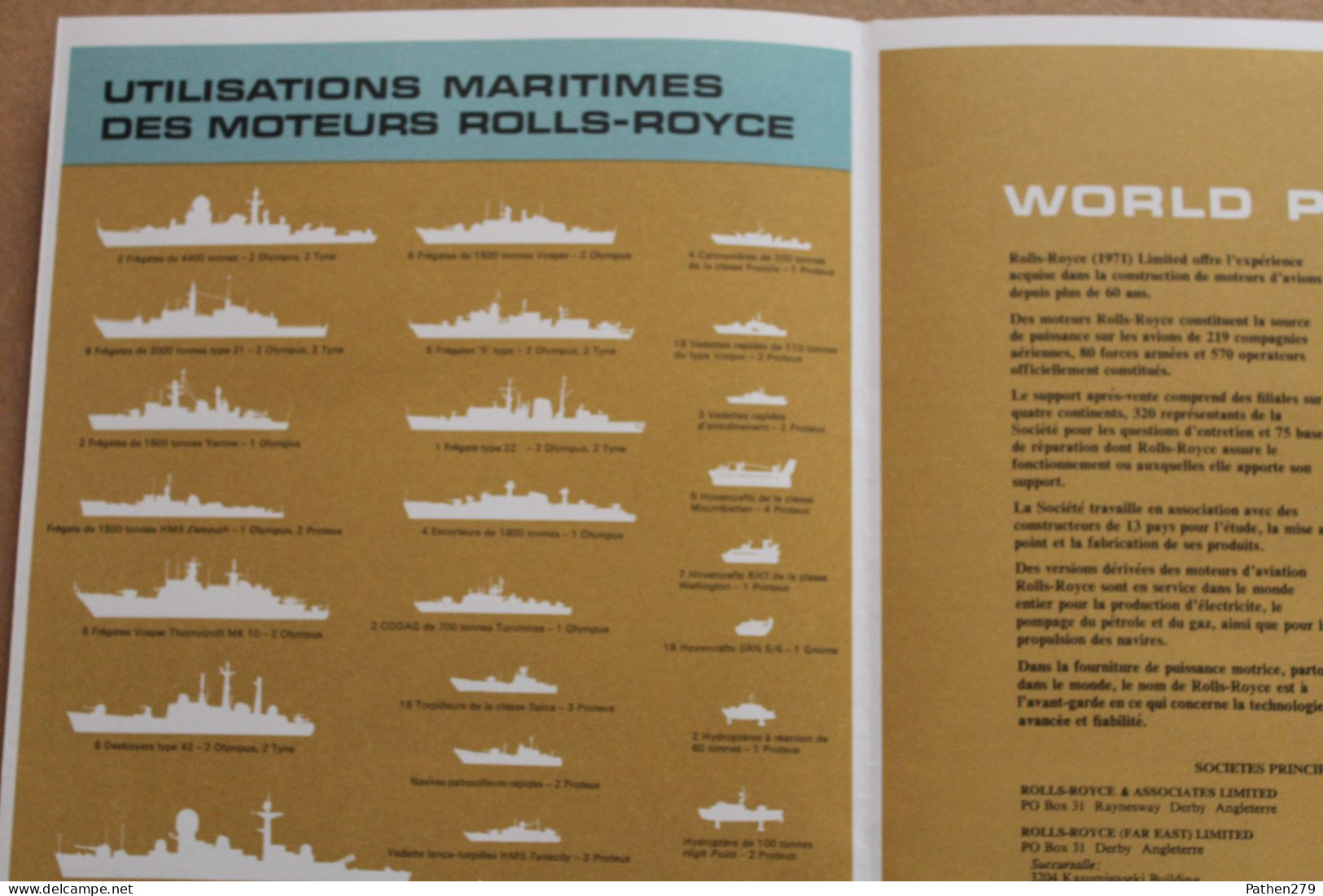 Dépliant Publicitaire Rolls-Royce 1975 Présentant Les Moteurs Aéronautiques, Navals Et Industriels - Pubblicità