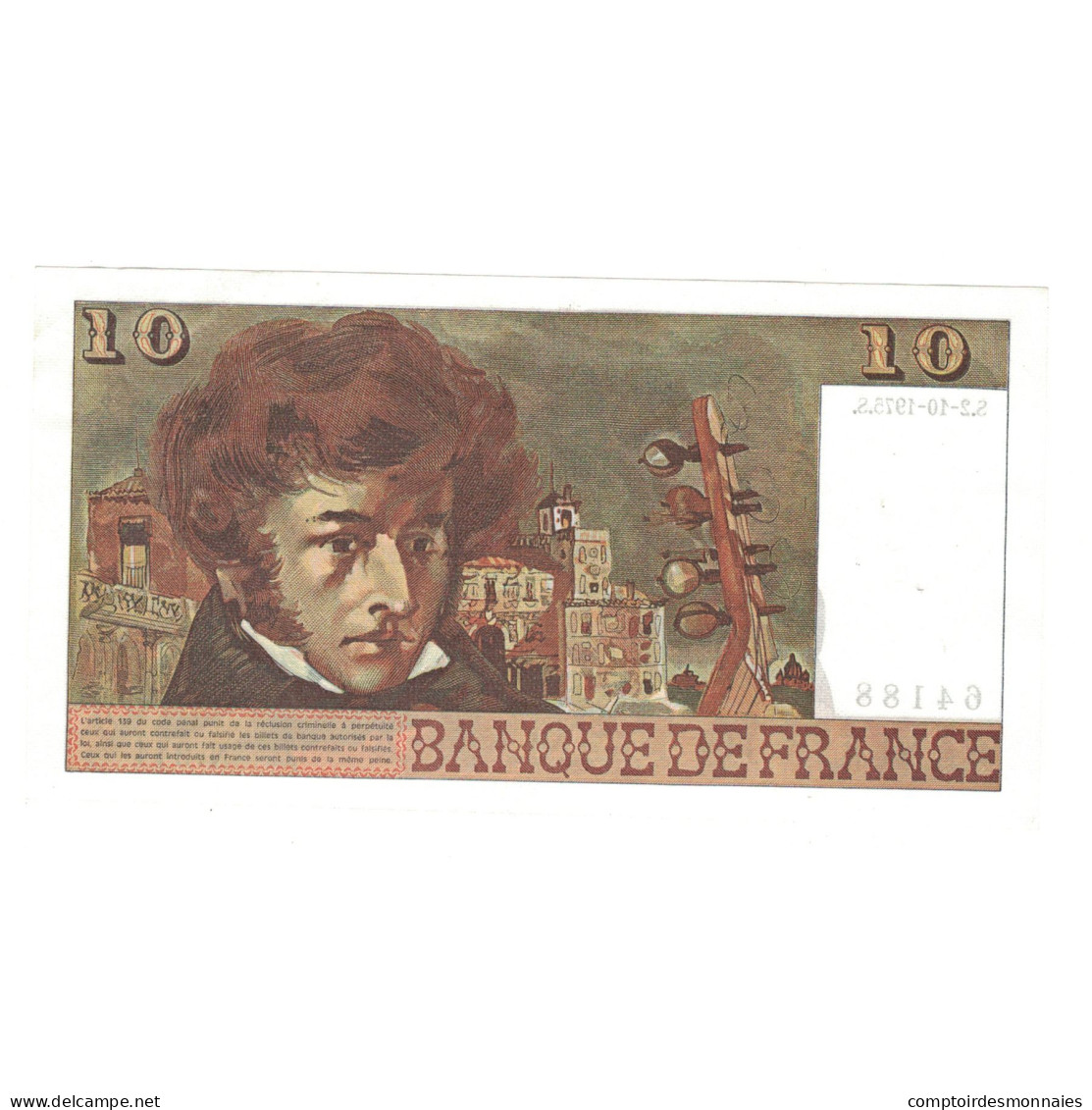 France, 10 Francs, Berlioz, 1975, N.244, SUP, Fayette:63.13, KM:150b - 10 F 1972-1978 ''Berlioz''