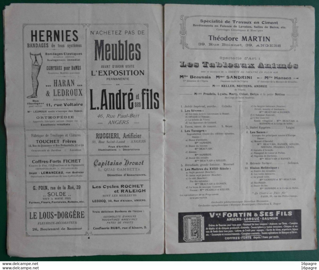 ANCIEN PROGRAMME FÊTE DES FLEURS, ANGERS, 1913. 16 PAGES, PORTRAITS PHOTOS, MAINE-ET-LOIRE, ANJOU - Programmes