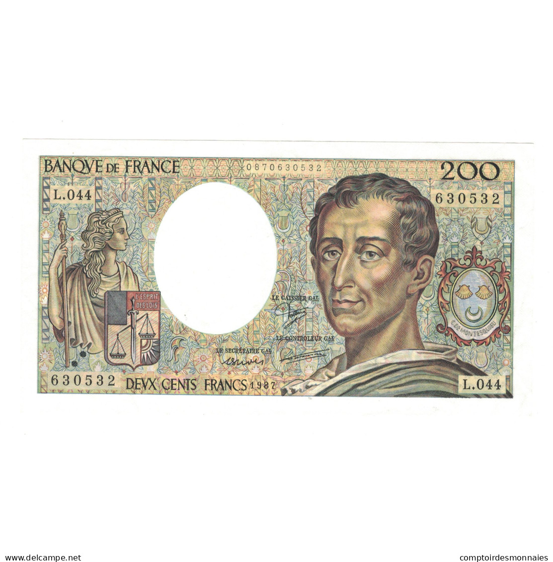 France, 200 Francs, Montesquieu, 1987, L.044, TTB+, Fayette:70.7, KM:155b - 200 F 1981-1994 ''Montesquieu''